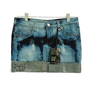 Rue 21 Jean Denim Mini Skirt USA Americana Summer Style Beach Look Sz 3/4 NWT
